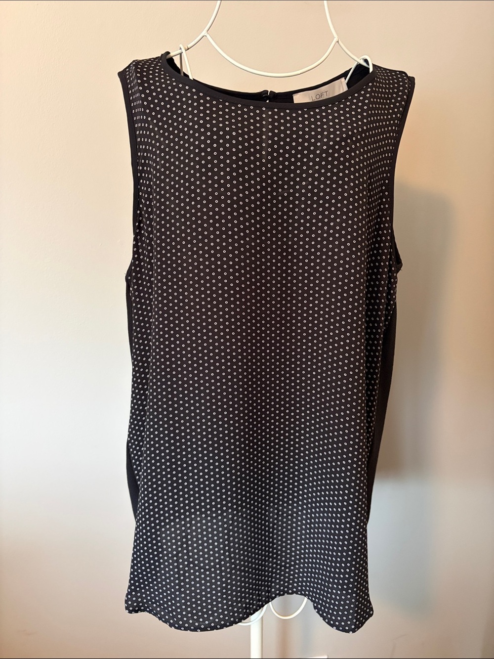 LOFT Black Polka Dot Sleeveless Top